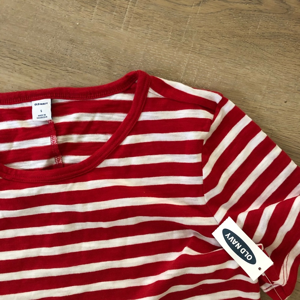 Red stripe knit dress